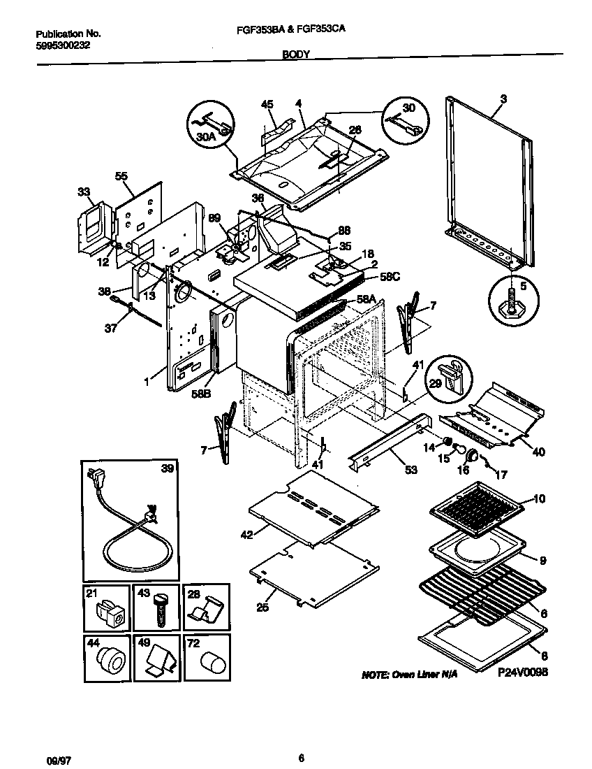 Frigidaire FGF353BADH body diagram