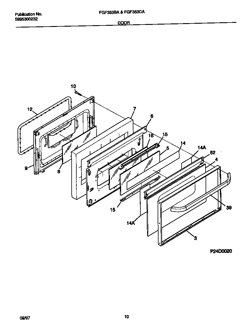 Frigidaire FGF353BADH door diagram