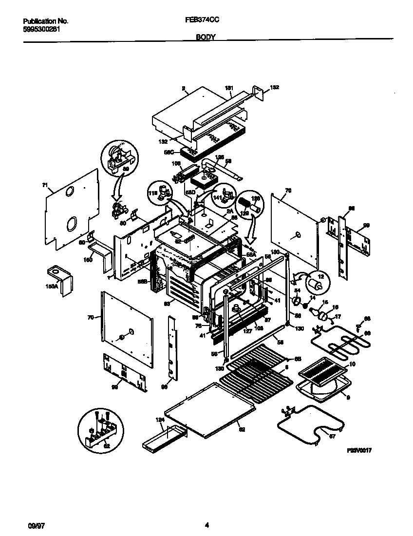 Frigidaire FEB374CCSF body diagram