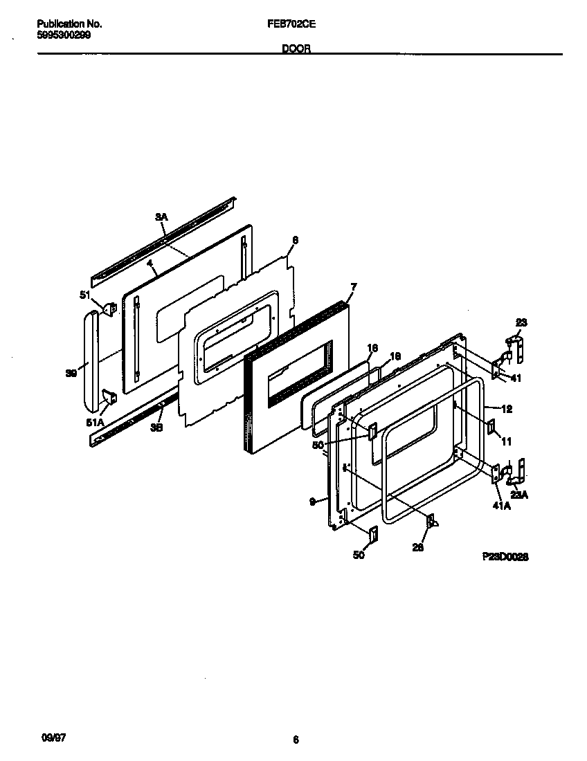 Frigidaire FEB702CESC door diagram