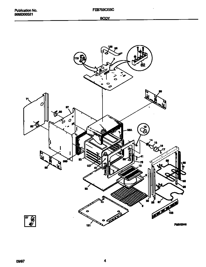 Frigidaire FEB703CEBC body diagram