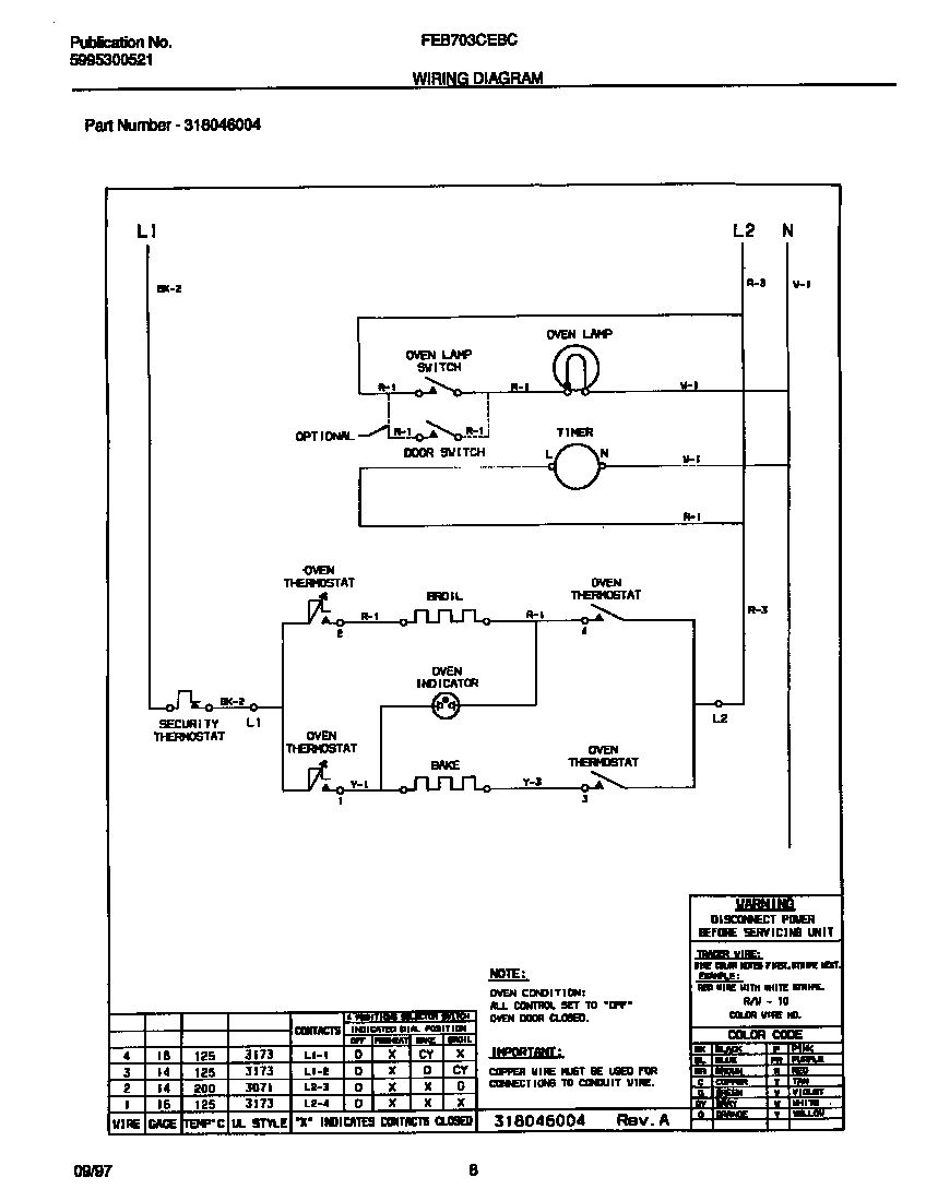 Frigidaire FEB703CEBC wiring diagram diagram