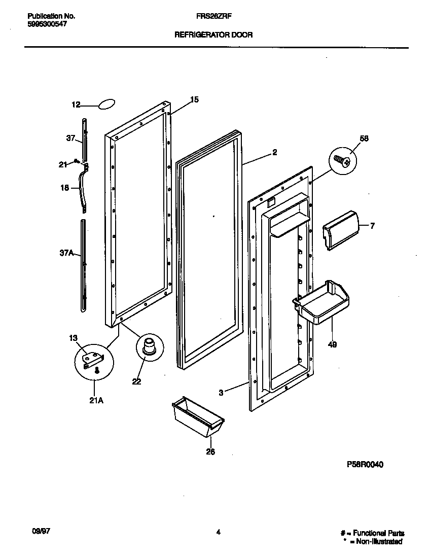 Frigidaire FRS26ZRFD2 refrigerator door diagram