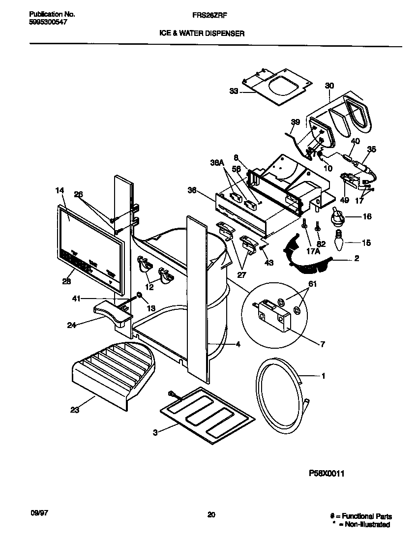 Frigidaire FRS26ZRFD2 ice & water dispenser diagram