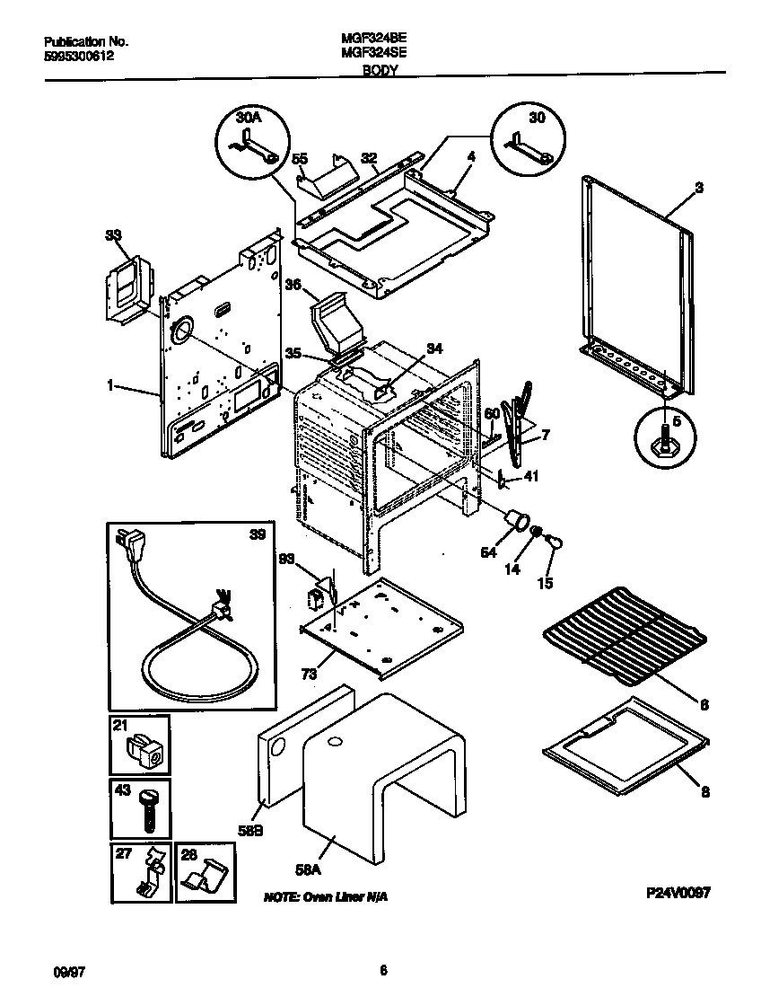 Universal/Multiflex (Frigidaire) MGF324SEWC body diagram