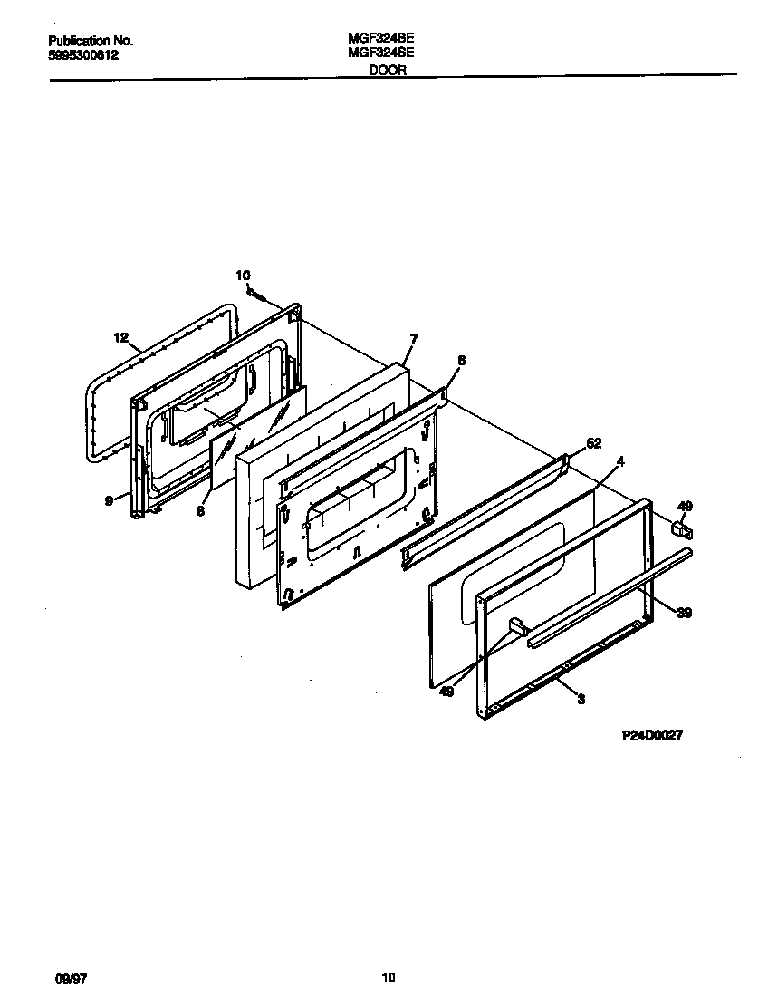 Universal/Multiflex (Frigidaire) MGF324SEWC door diagram