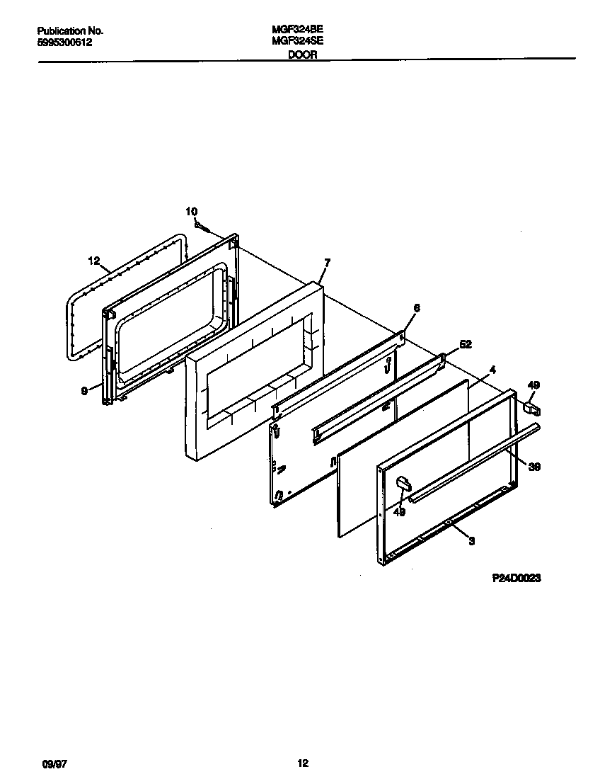 Universal/Multiflex (Frigidaire) MGF324SEWC door diagram
