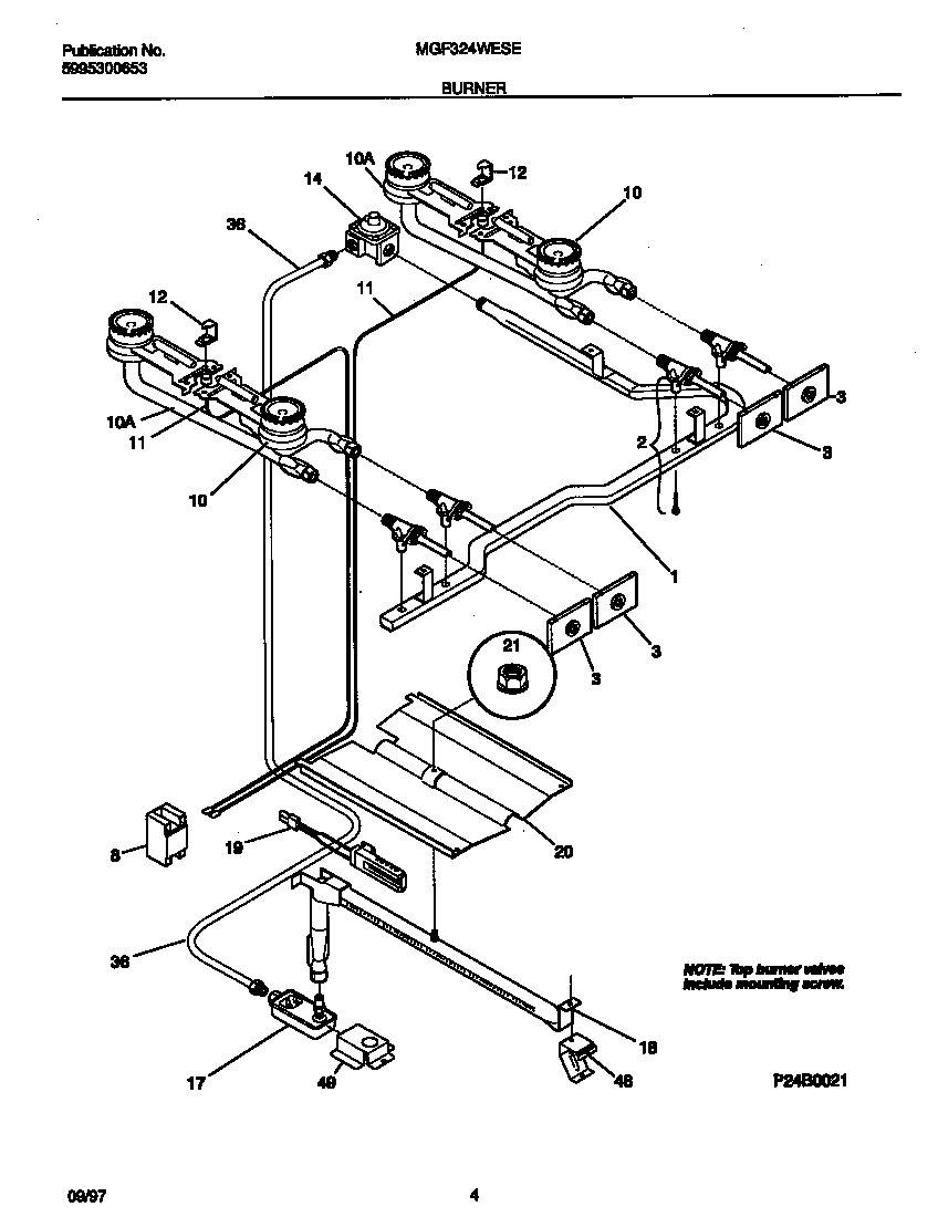 Universal/Multiflex (Frigidaire) MGF324WESE burner diagram