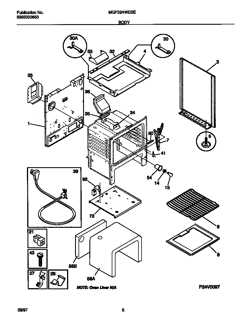 Universal/Multiflex (Frigidaire) MGF324WESE body diagram