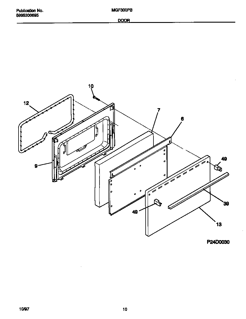 Universal/Multiflex (Frigidaire) MGF300PBWG door diagram