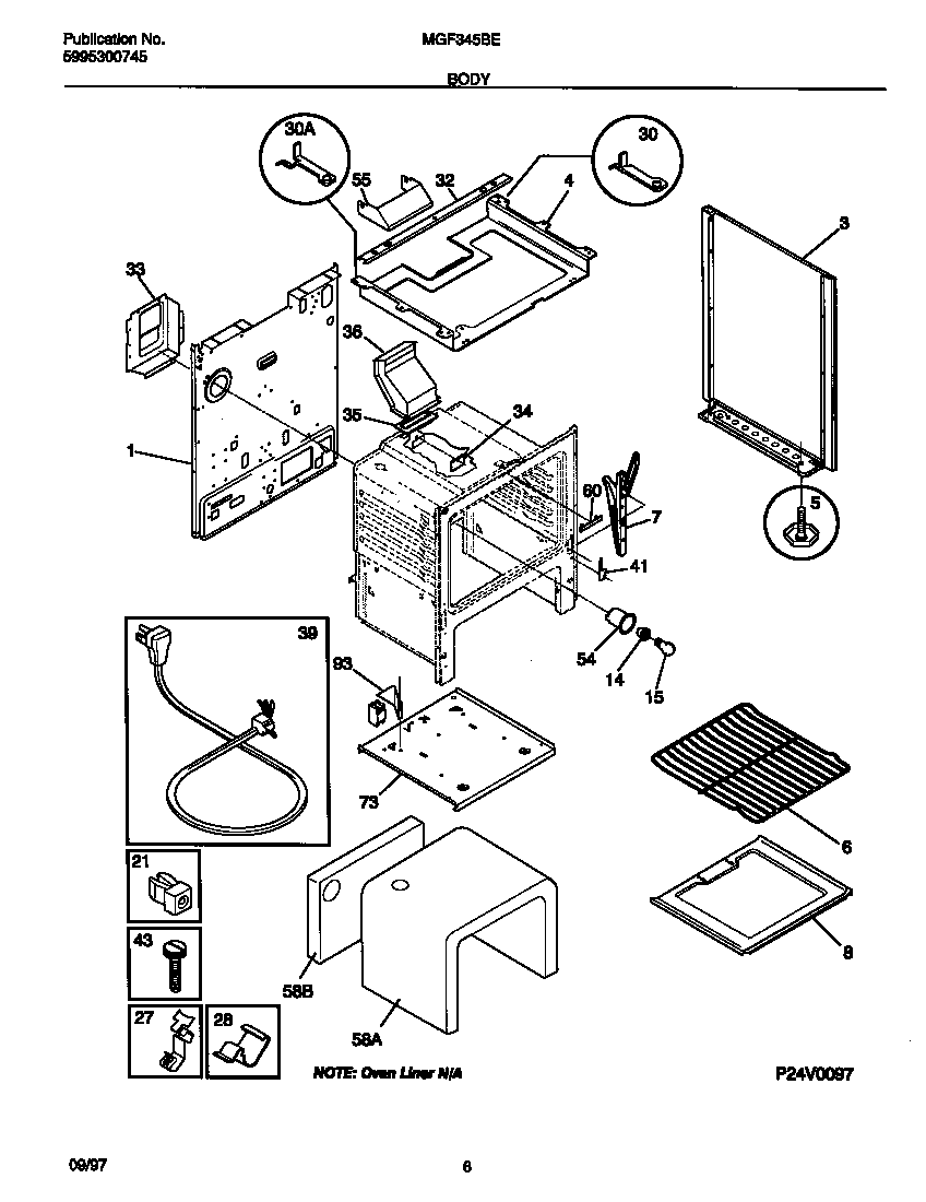 Universal/Multiflex (Frigidaire) MGF345BEDC body diagram