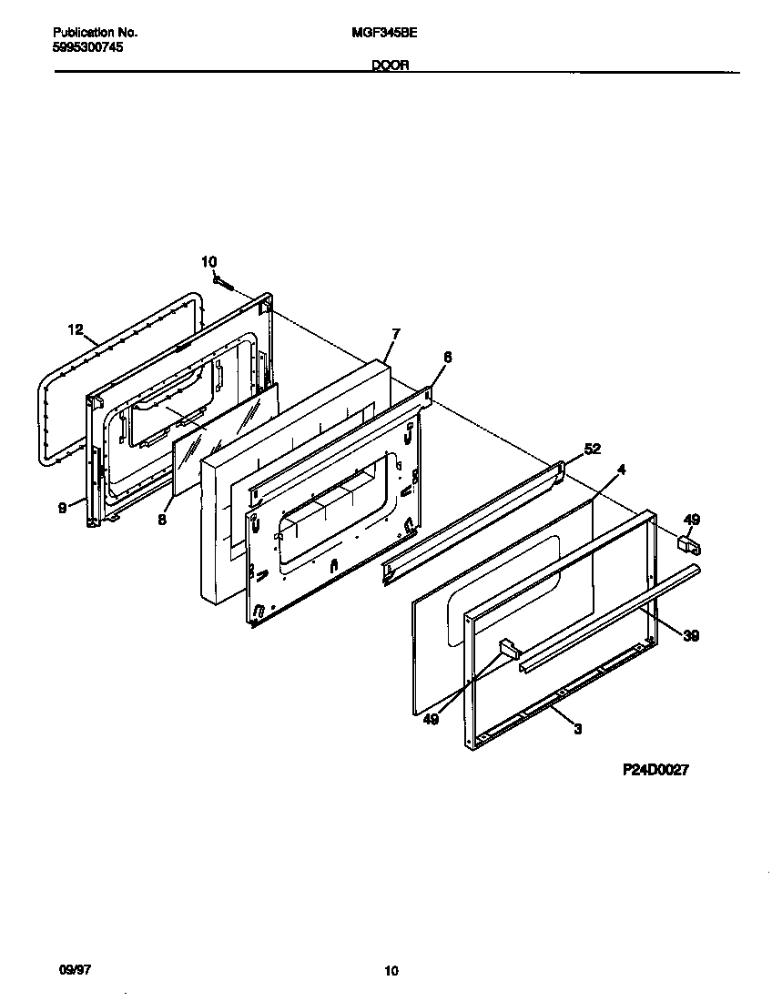 Universal/Multiflex (Frigidaire) MGF345BEDC door diagram