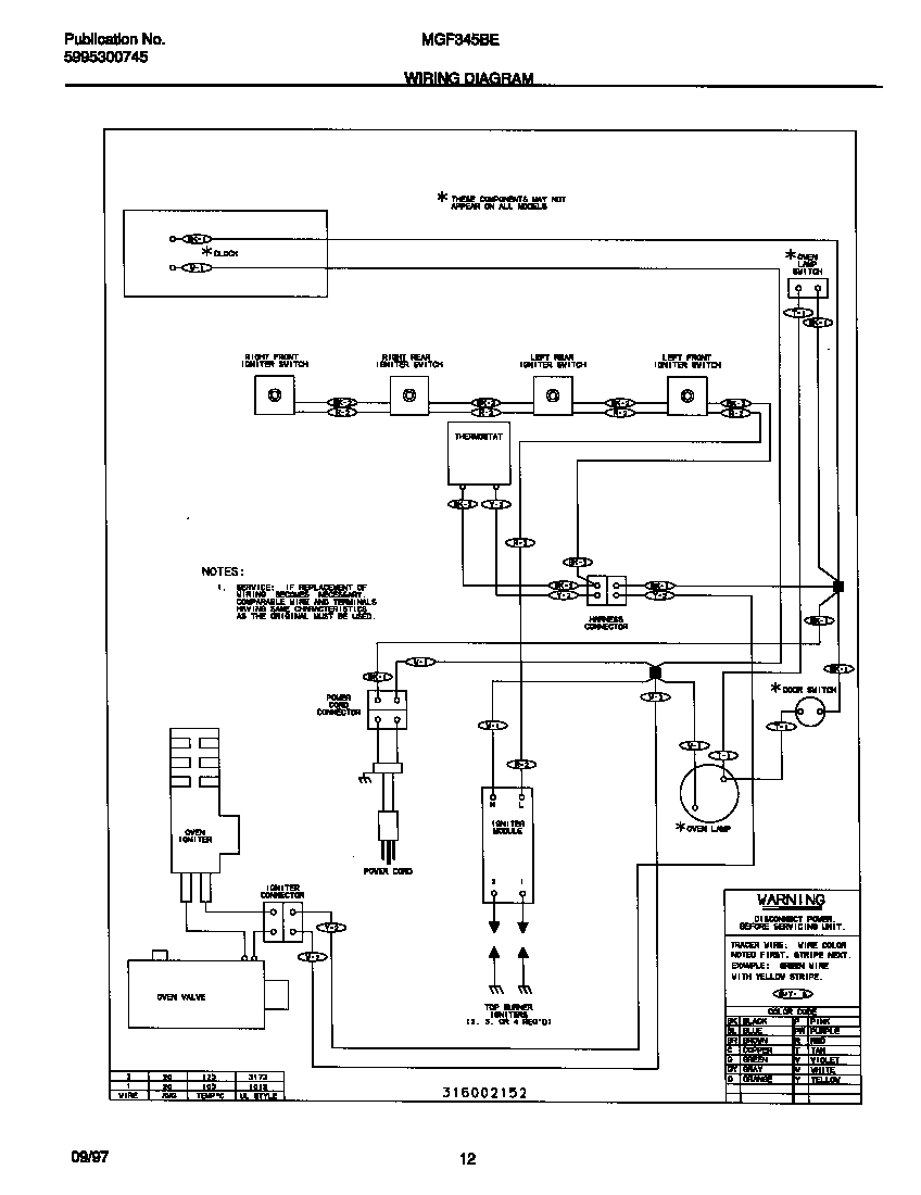 Universal/Multiflex (Frigidaire) MGF345BEDC wiring diagram diagram