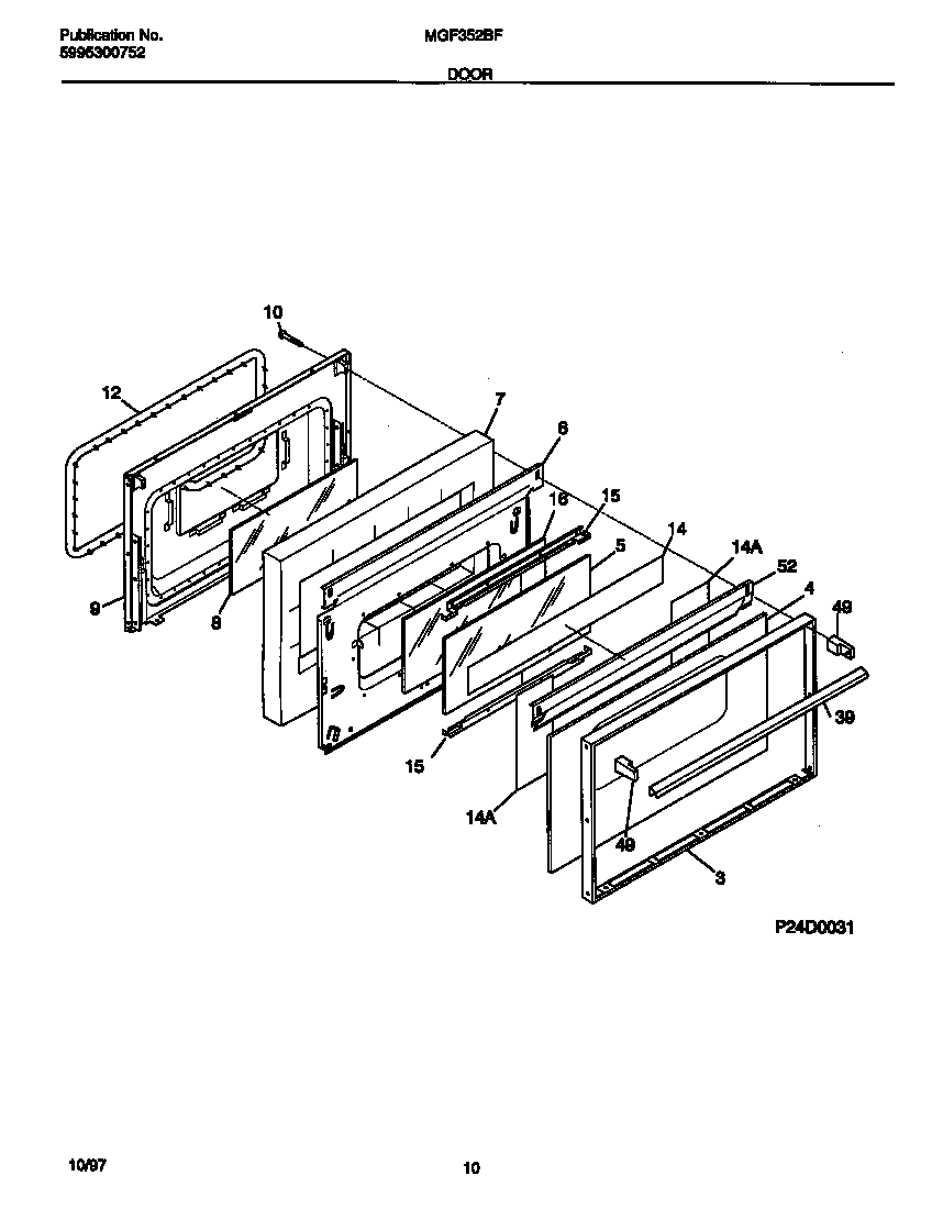 Universal/Multiflex (Frigidaire) MGF352BFDB door diagram
