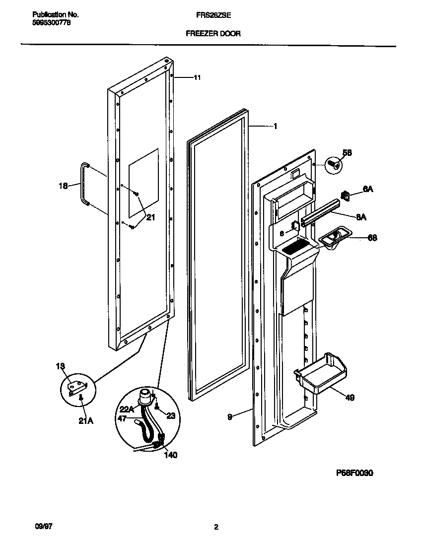 Frigidaire FRS26ZSEW4 freezer door diagram