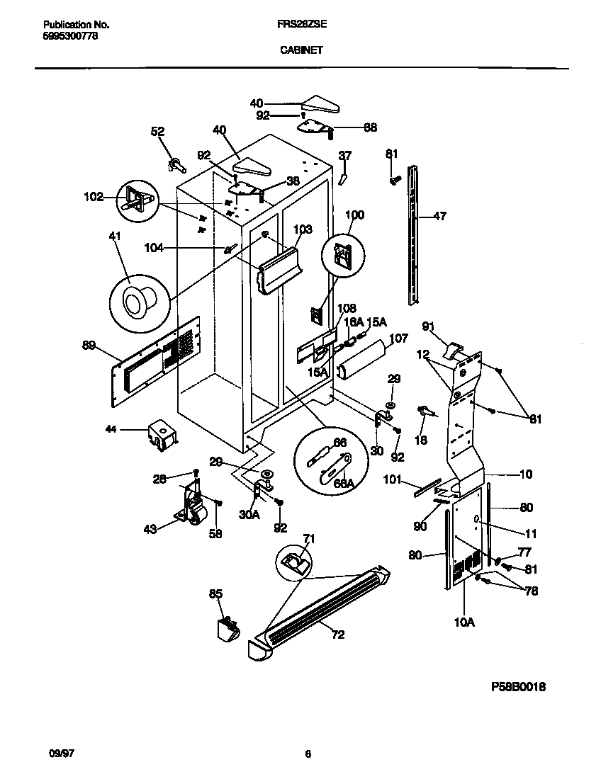 Frigidaire FRS26ZSEW4 cabinet diagram