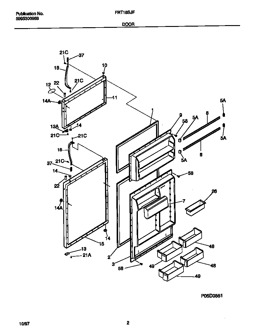 Frigidaire FRT18SJFD0 door diagram