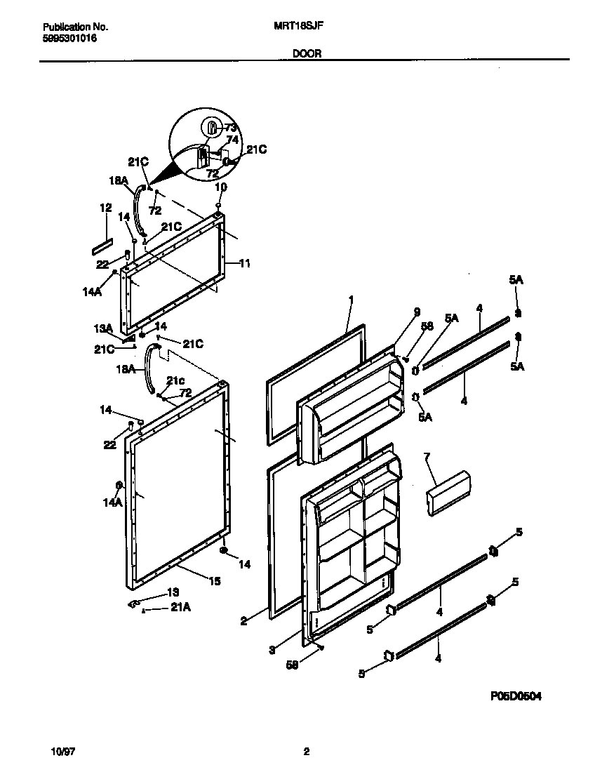 Universal/Multiflex (Frigidaire) MRT18SJFD1 door diagram