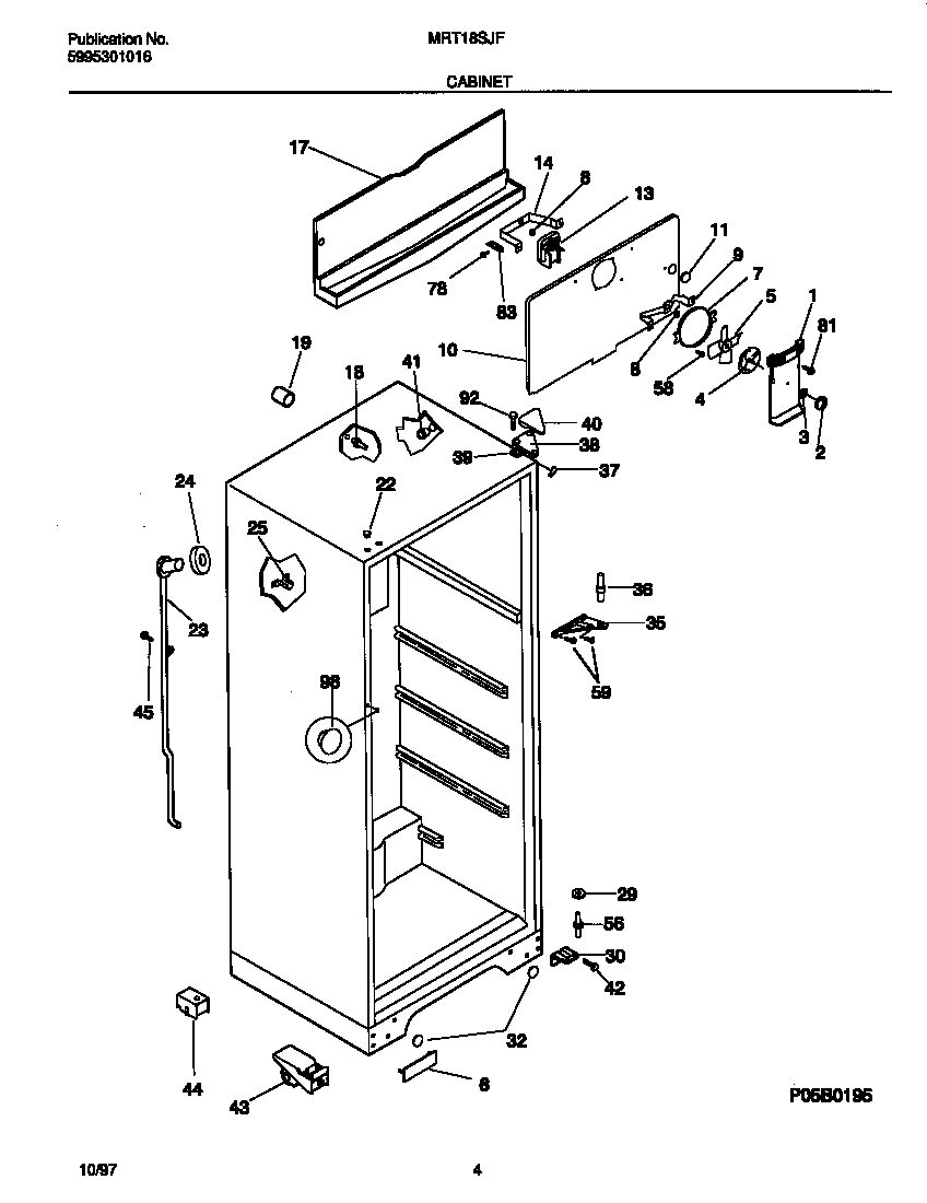 Universal/Multiflex (Frigidaire) MRT18SJFD1 cabinet diagram