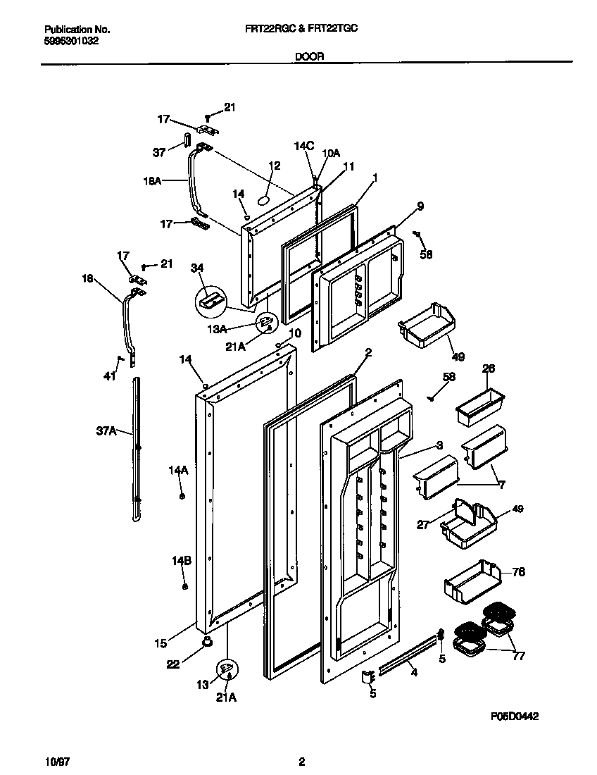 Frigidaire FRT22RGCB6 door diagram