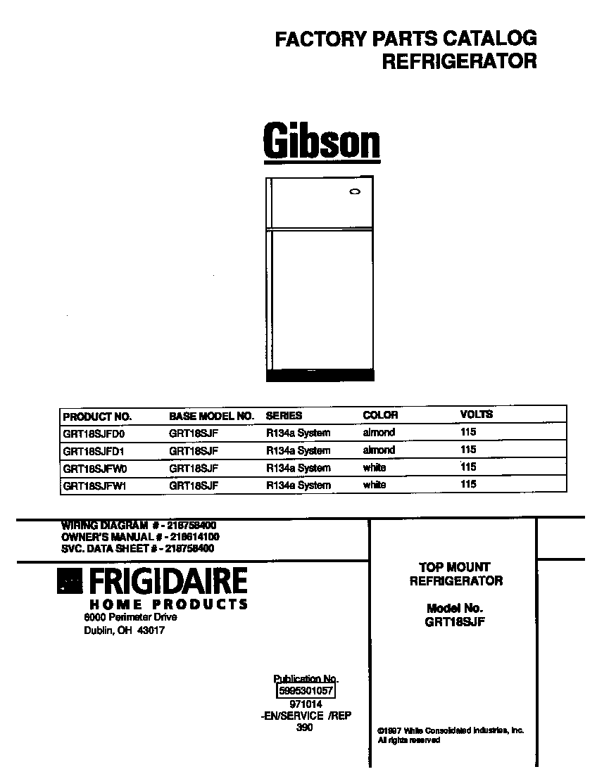 Gibson GRT18SJFD1 cover diagram