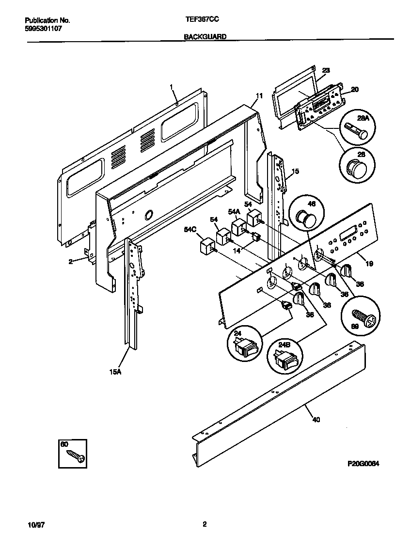 Tappan TEF367CCTE backguard diagram