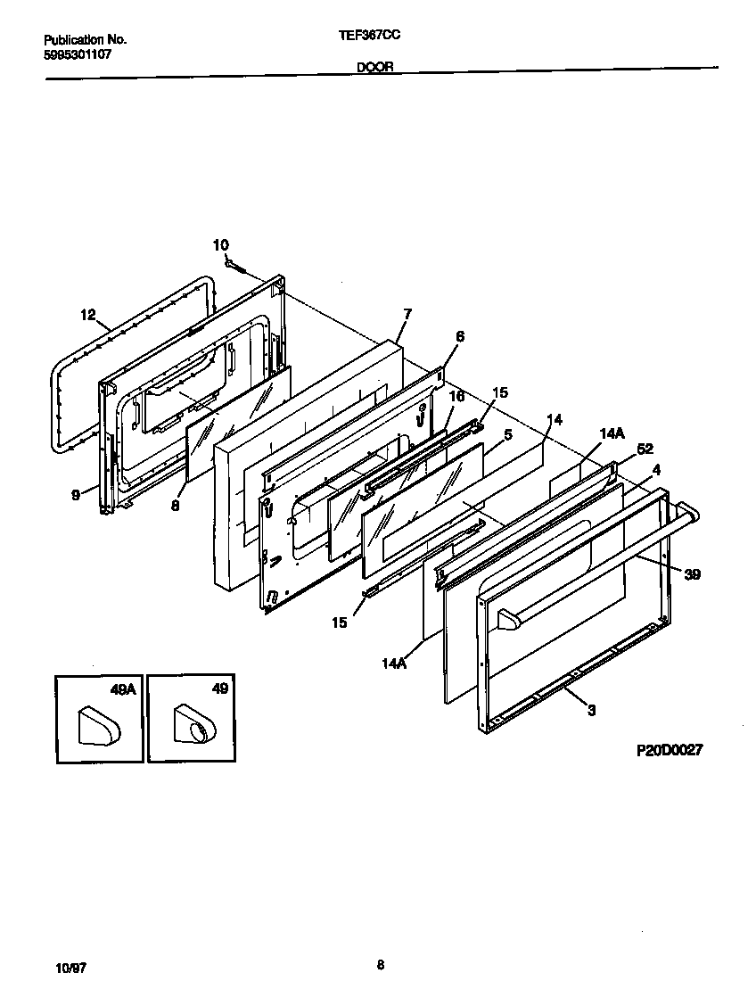 Tappan TEF367CCTE door diagram
