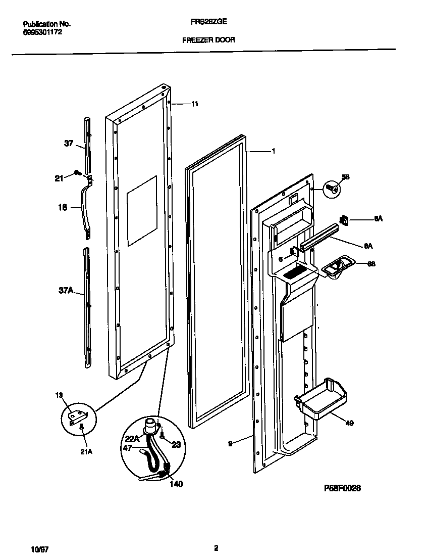 Frigidaire FRS26ZGED4 freezer door diagram