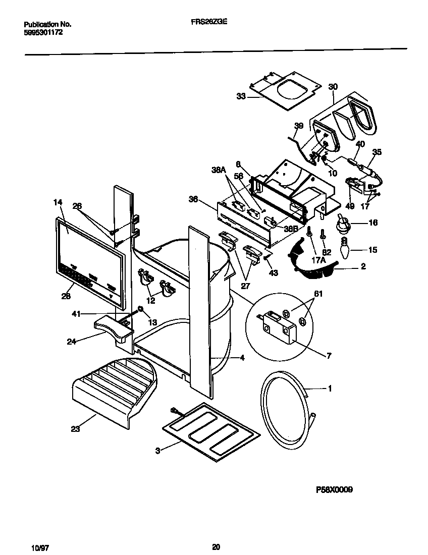 Frigidaire FRS26ZGED4 ice & water dispenser diagram