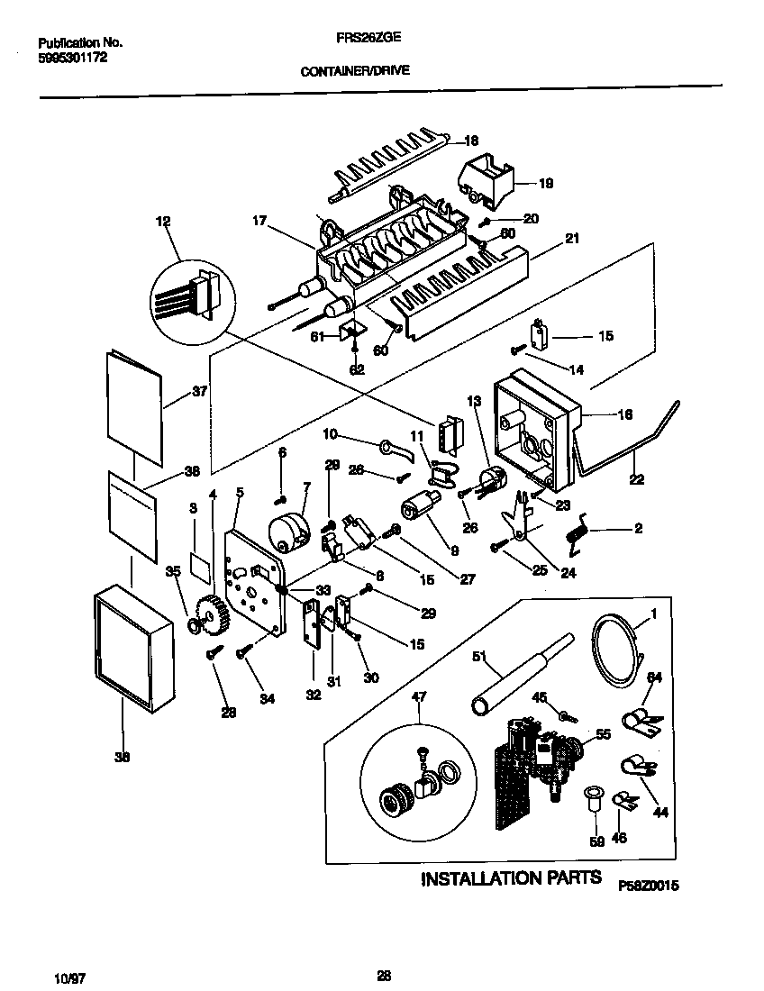 Frigidaire FRS26ZGED4 ice maker diagram