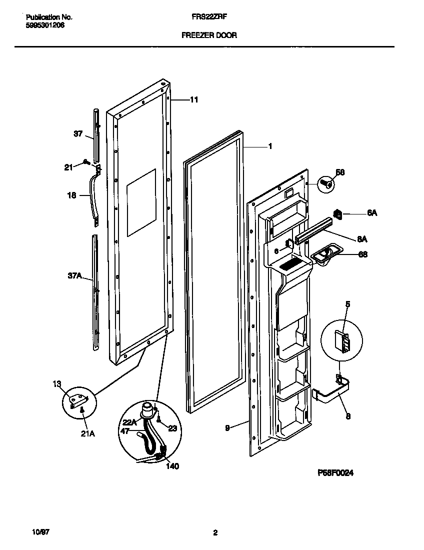 Frigidaire FRS22ZRFW2 freezer door diagram