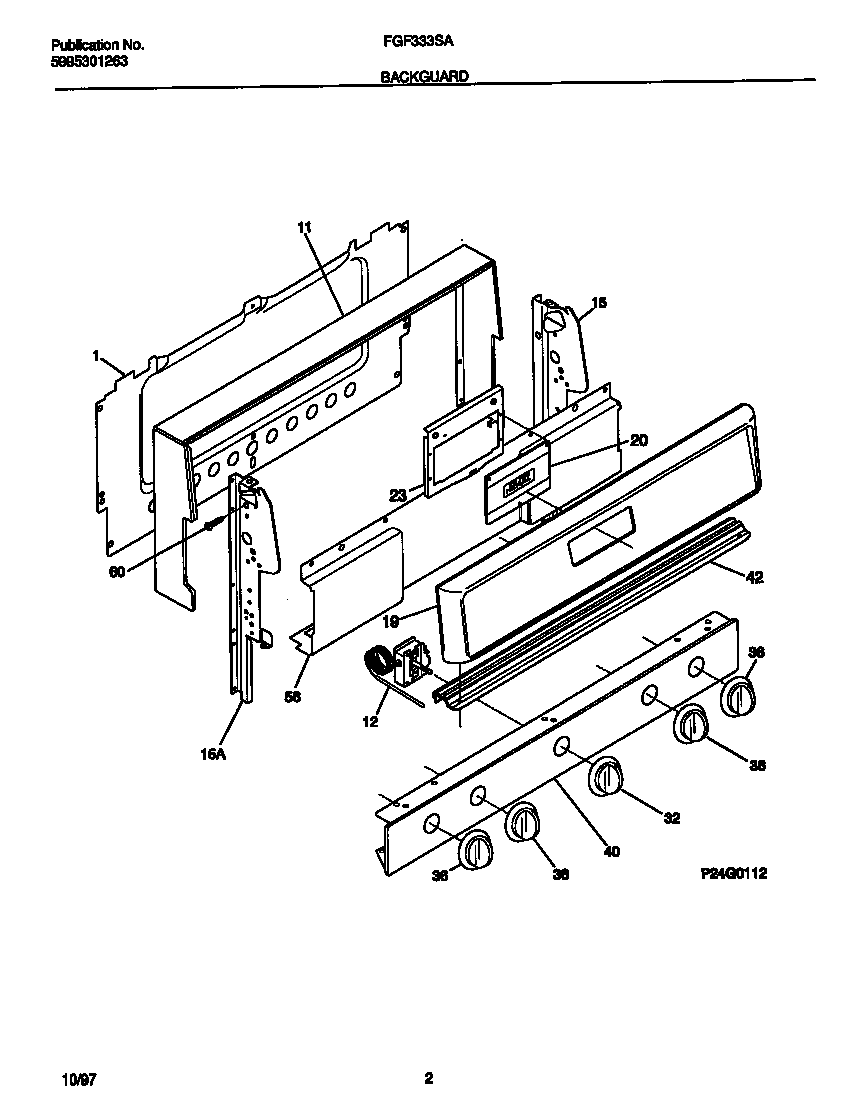 Frigidaire FGF333SADH backguard diagram