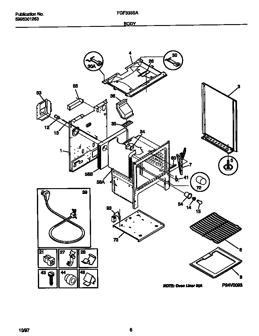 Frigidaire FGF333SADH body diagram