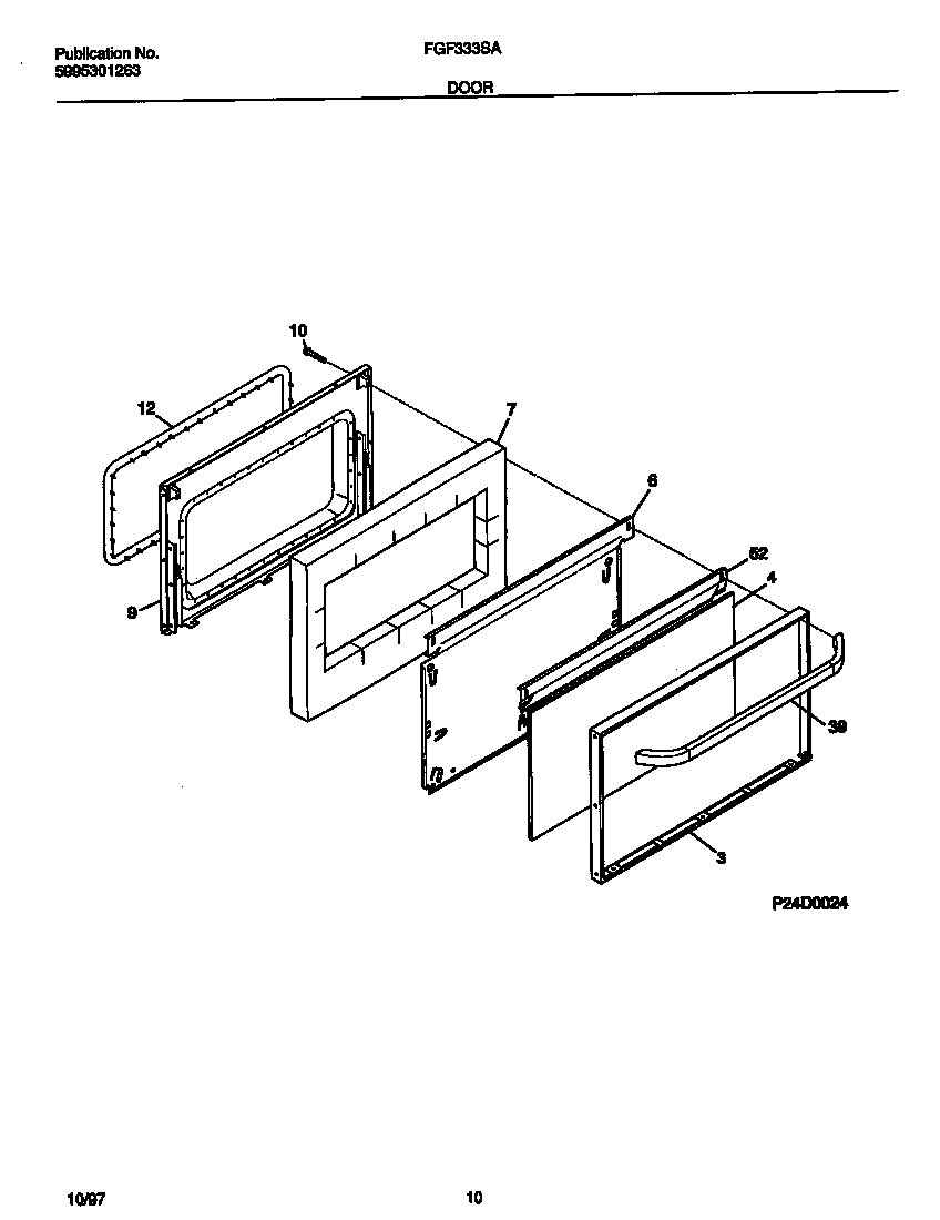 Frigidaire FGF333SADH door diagram