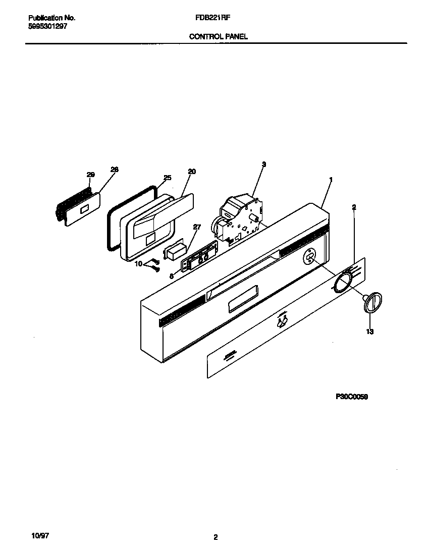 Frigidaire FDB221RFR3 control panel diagram