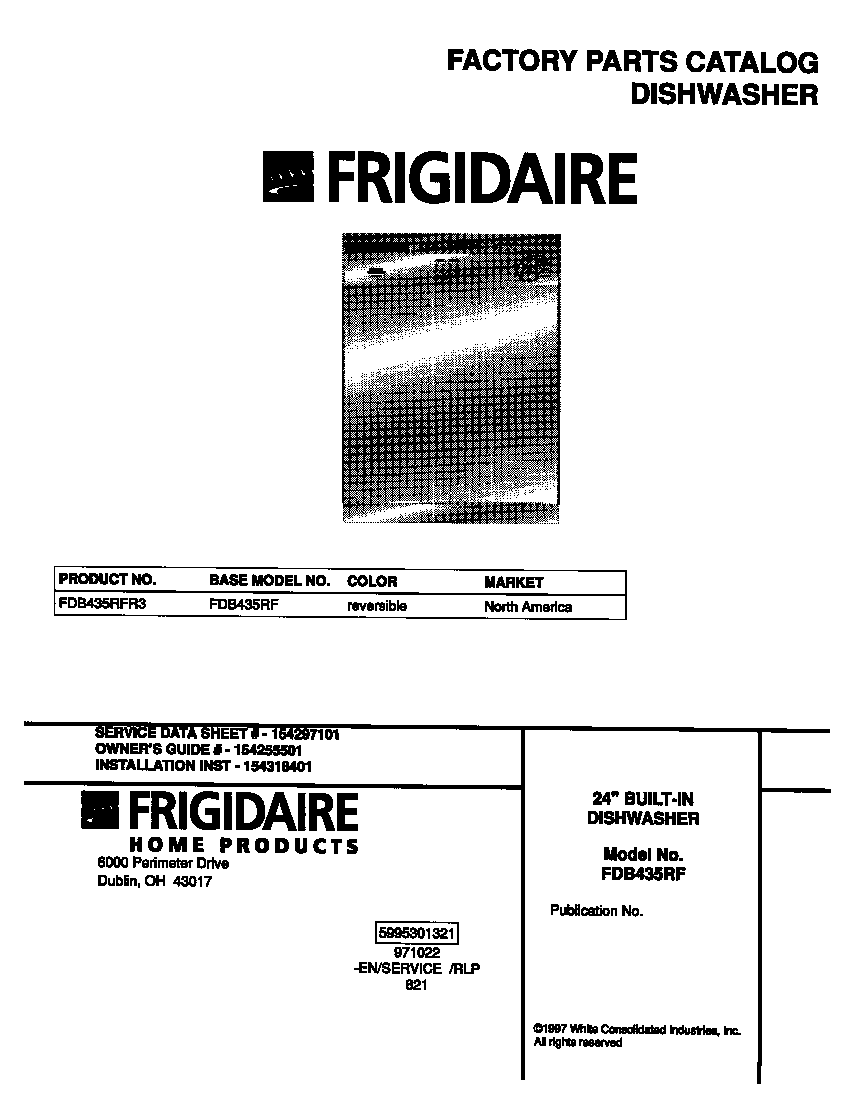 Frigidaire FDB435RFR3 cover diagram