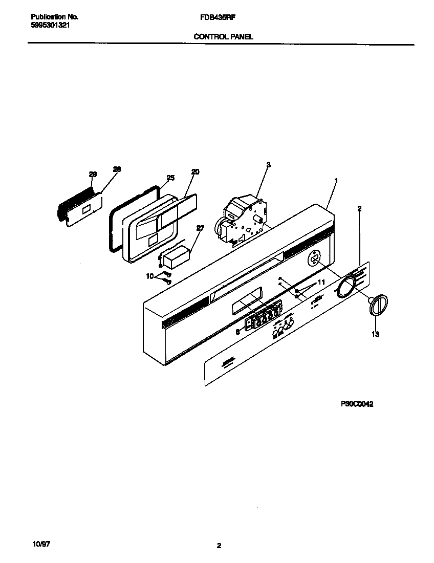 Frigidaire FDB435RFR3 control panel diagram