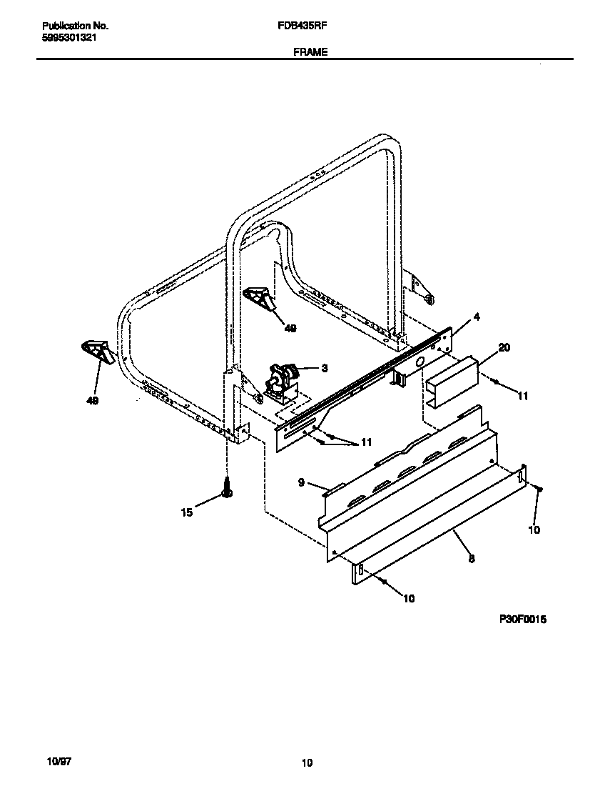 Frigidaire FDB435RFR3 frame diagram