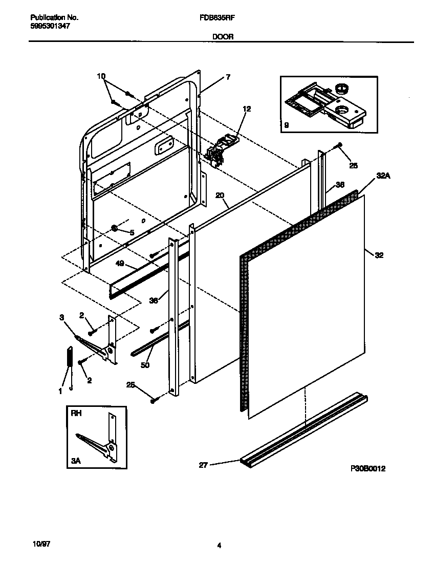 Frigidaire FDB635RFS3 door diagram