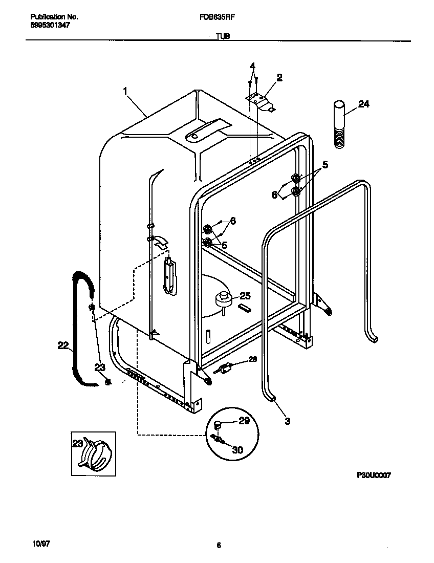 Frigidaire FDB635RFS3 tub diagram