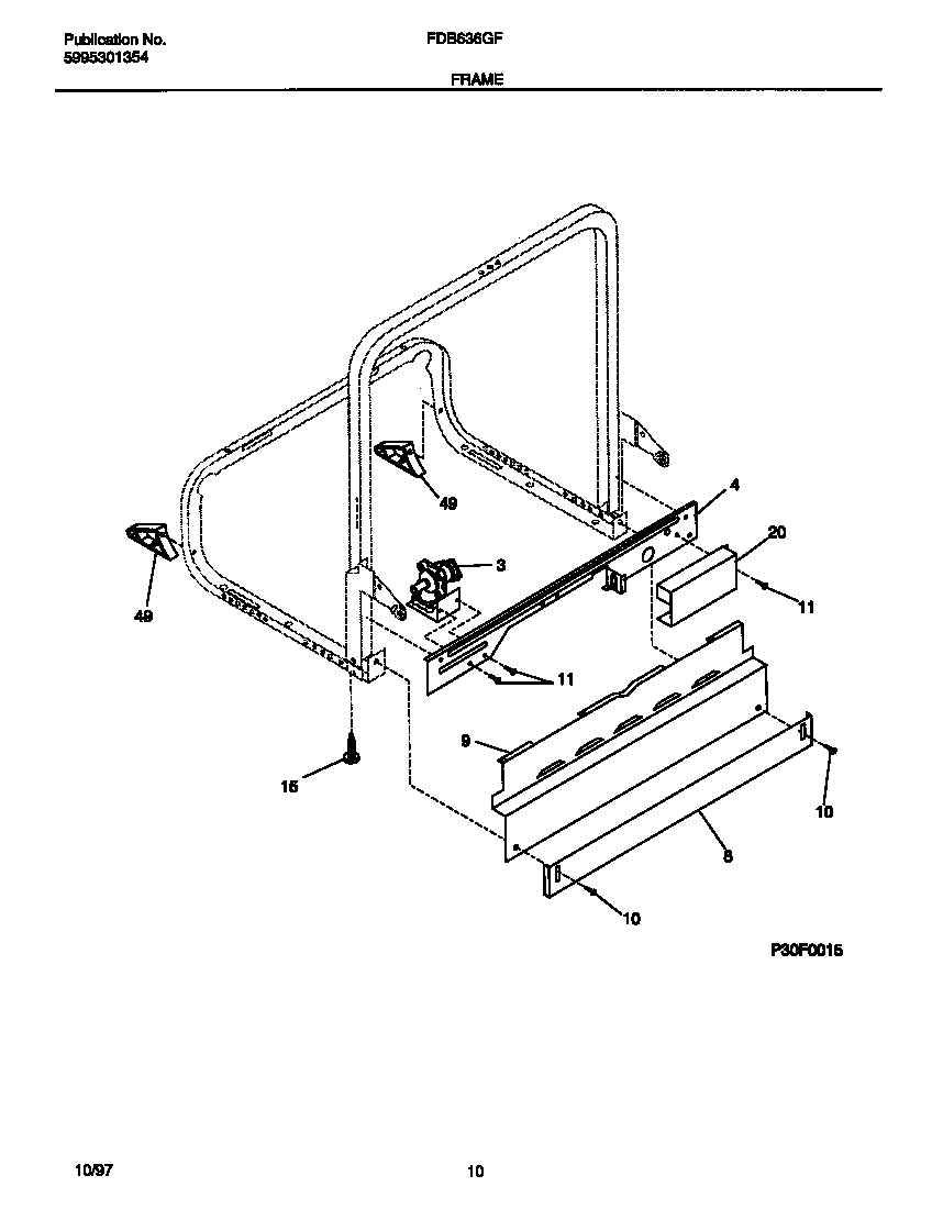 Frigidaire FDB636GFS4 frame diagram