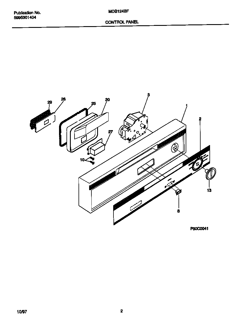 Universal/Multiflex (Frigidaire) MDB124BFR2 control panel diagram