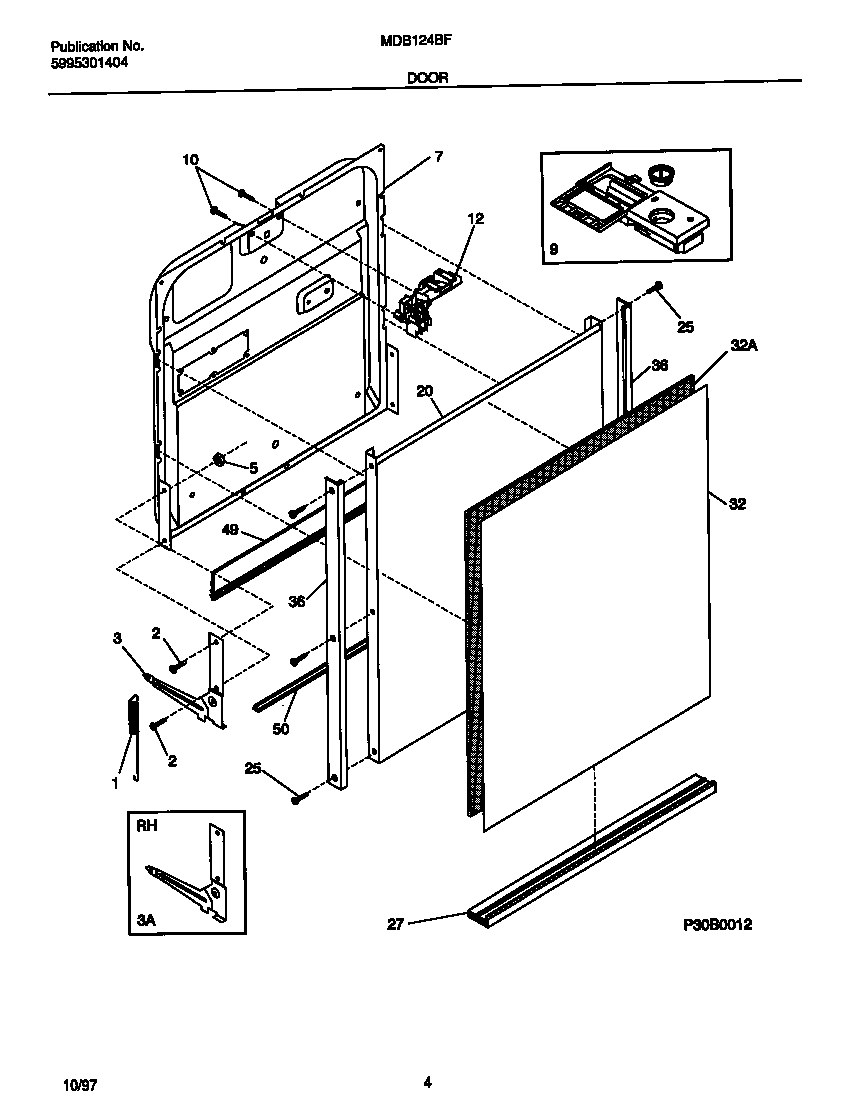 Universal/Multiflex (Frigidaire) MDB124BFR2 door diagram