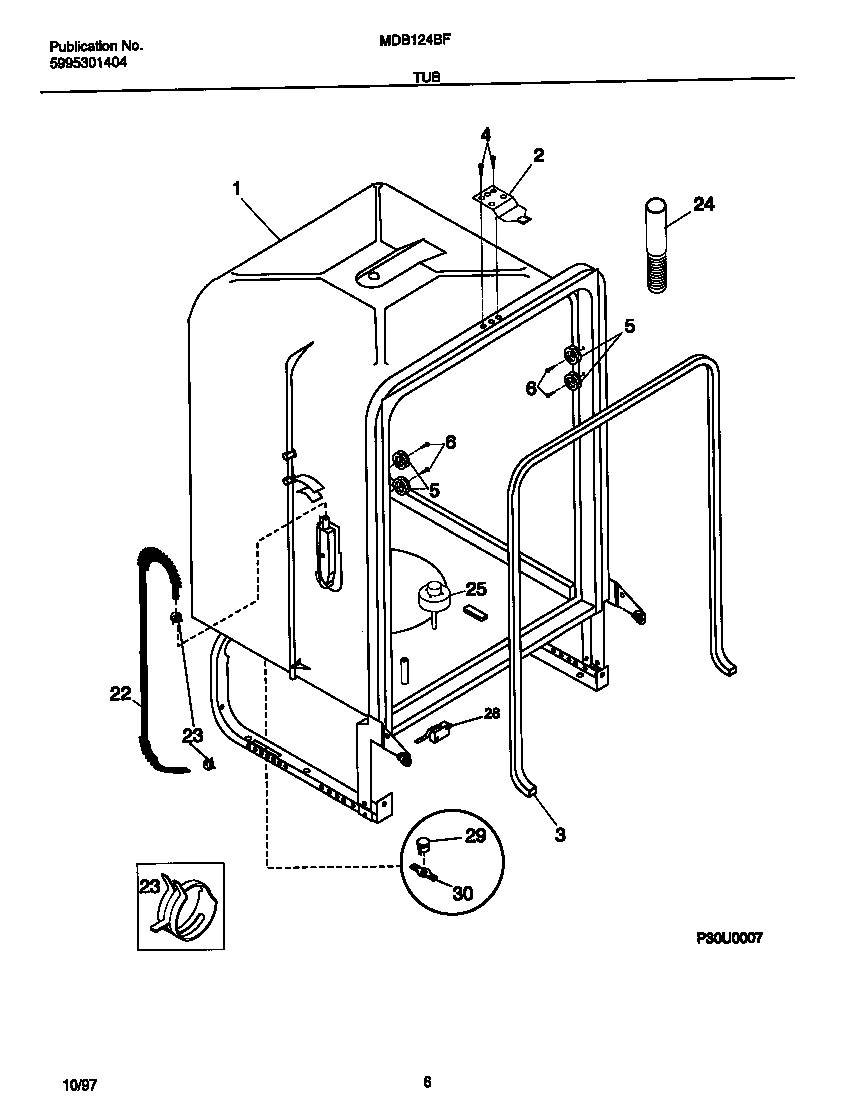 Universal/Multiflex (Frigidaire) MDB124BFR2 tub diagram