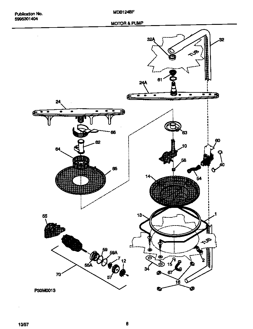 Universal/Multiflex (Frigidaire) MDB124BFR2 motor & pump diagram