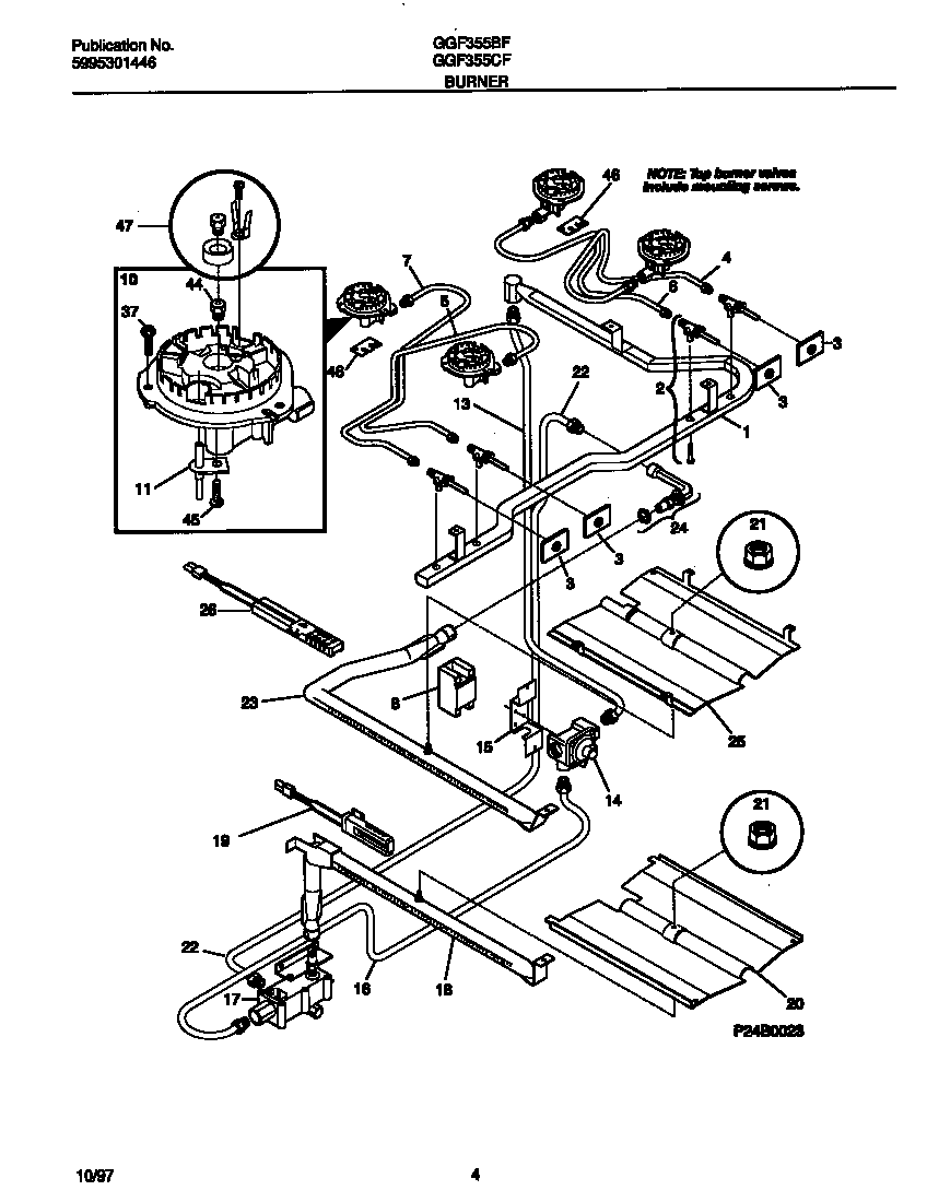 Gibson GGF355CFSB burner diagram
