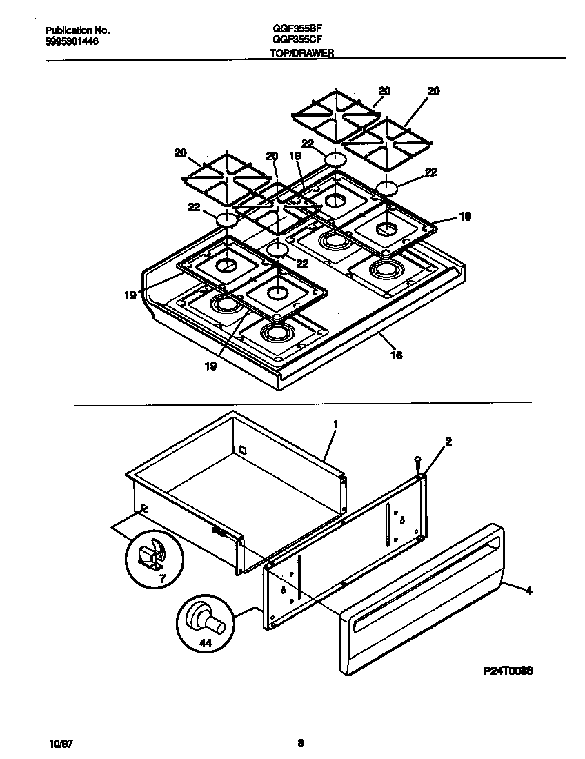 Gibson GGF355CFSB top/drawer diagram