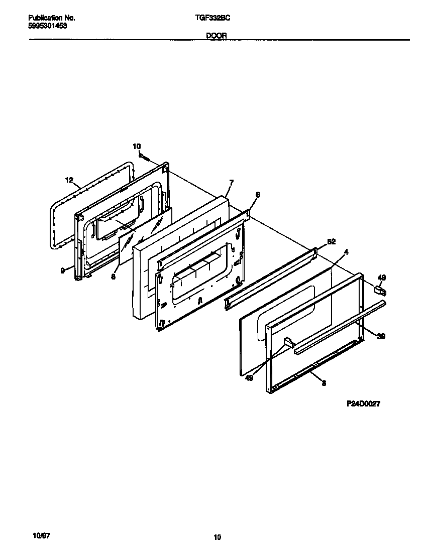 Tappan TGF332BCWE door diagram