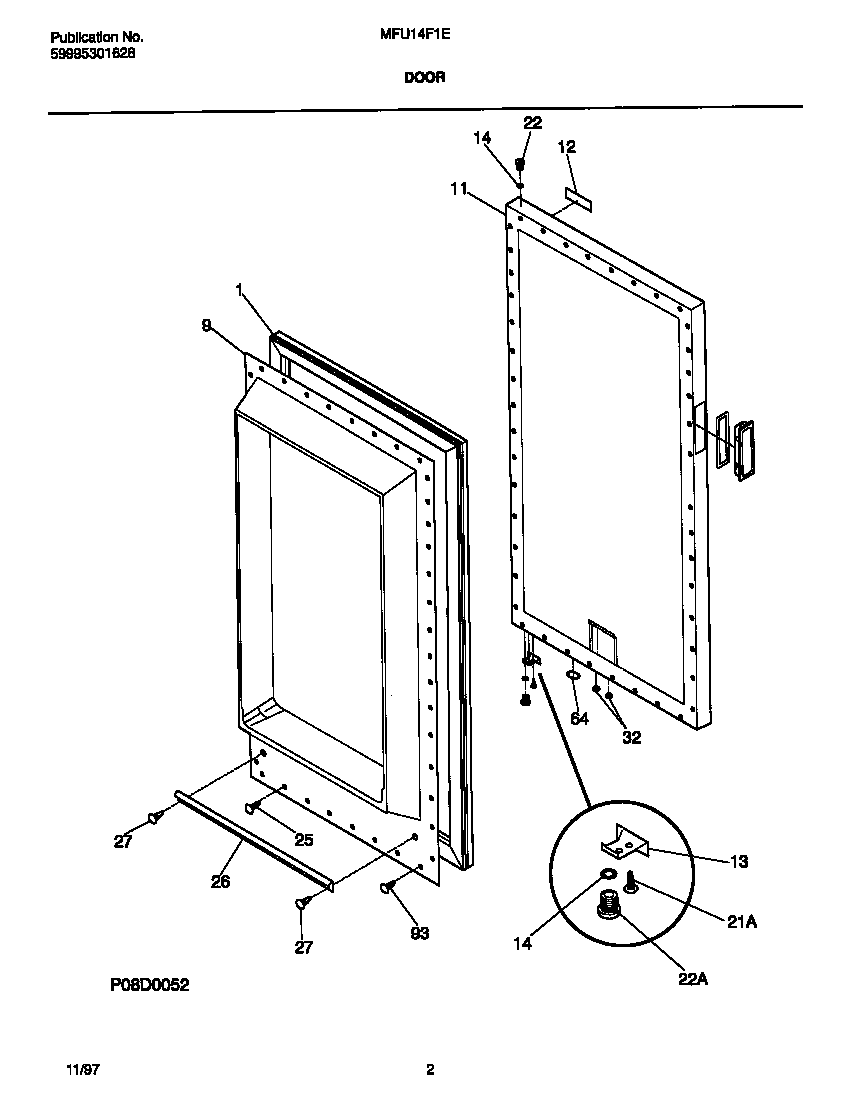 Universal/Multiflex (Frigidaire) MFU14F1EW2 door diagram