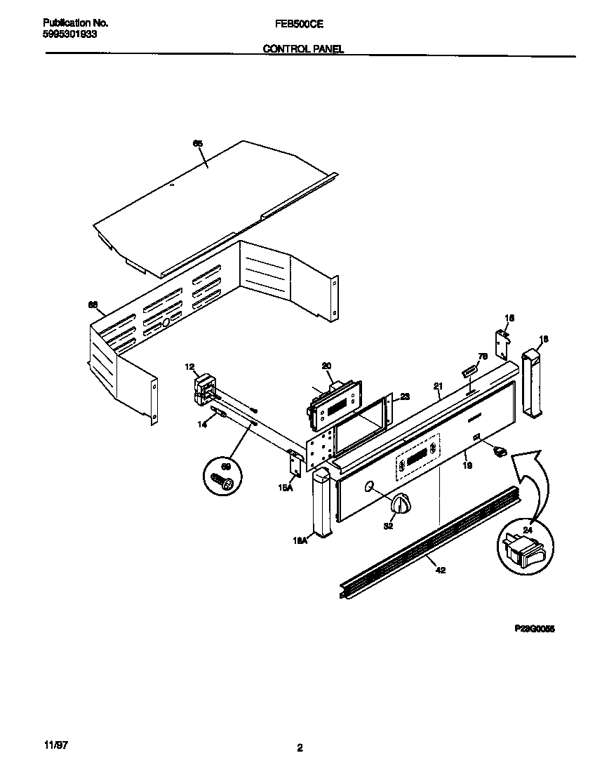 Frigidaire FEB500CESC control panel diagram